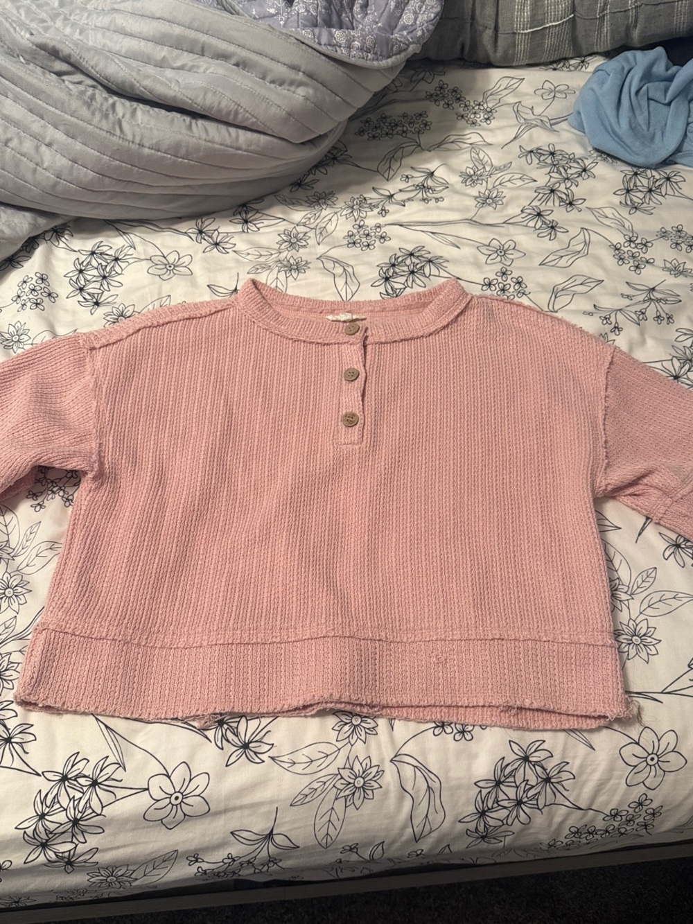 Blu Pepper Pink Knit Henley Sweatshirt
